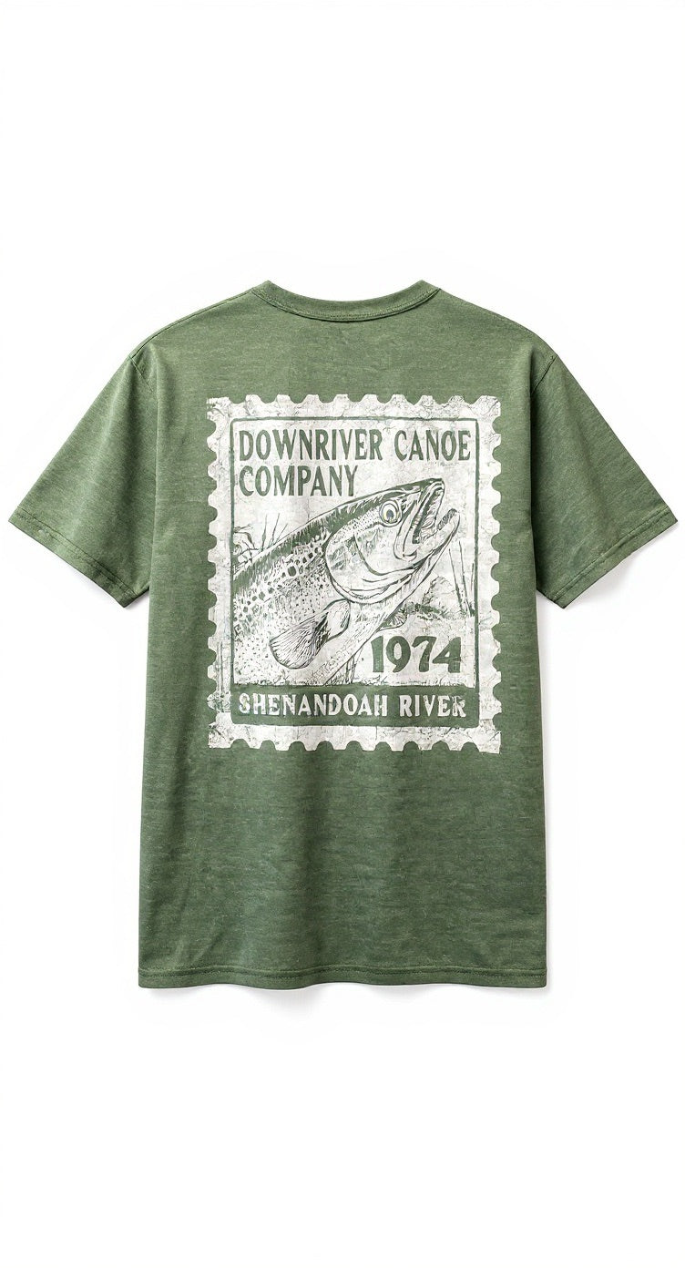 Fish Stamp Back Print T Shirt